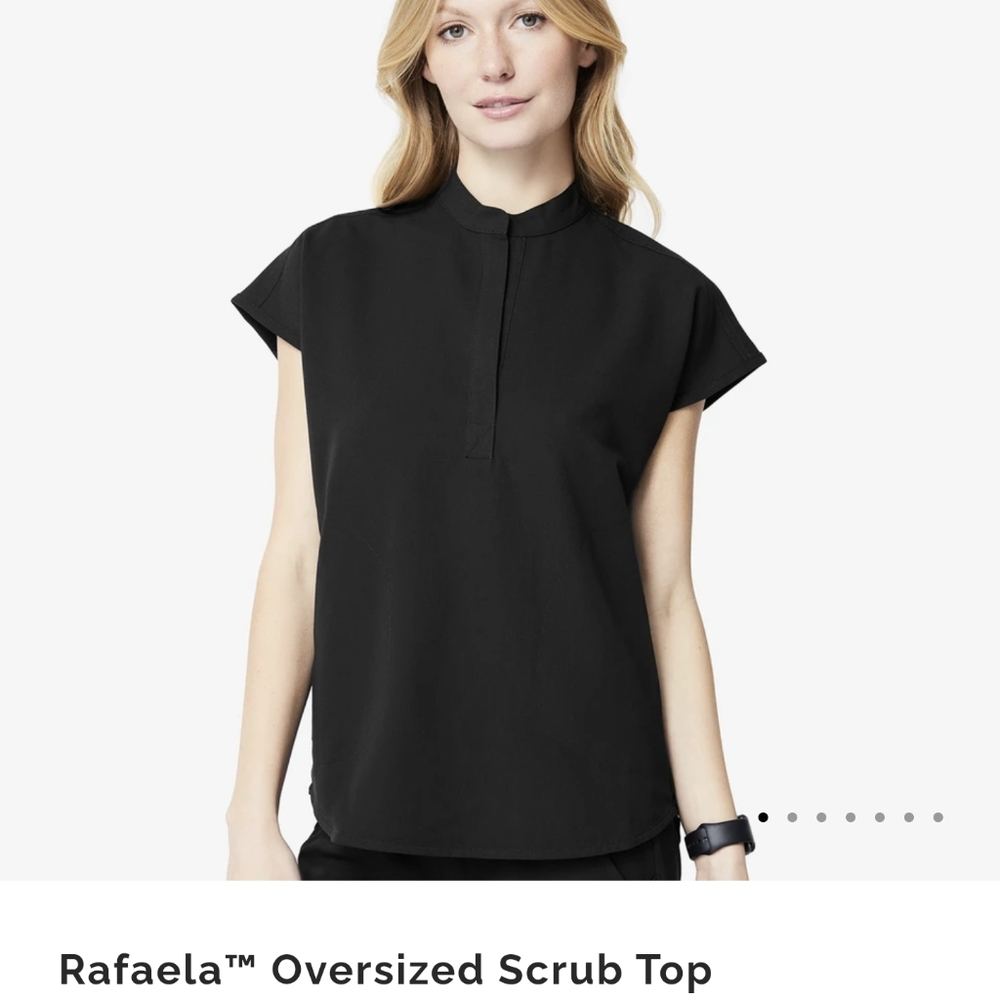 FIGS Rafaela Oversized Scrub Top (Black/XXS)